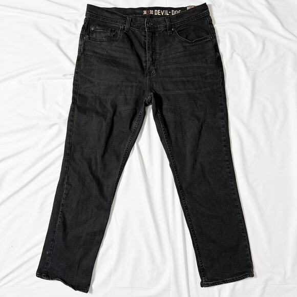 Devil Dog The Original Slim Straight Jeans Mens Actual Size 35x29 Drk Gray Denim - Picture 1 of 10